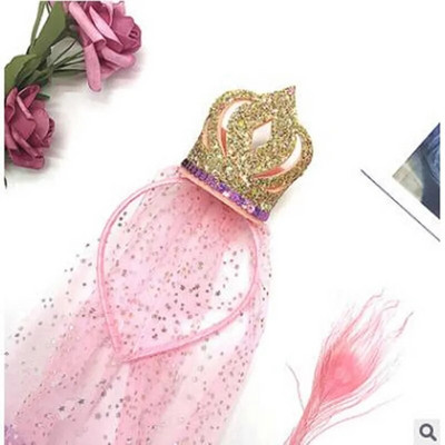 Mergaitės princesės karūnos kepurė galvos apdangalas su nėriniais siūlais Vaikams plaukų aksesuarai Gimtadienio vakarėlio galvos apdangalas dukros dovanos