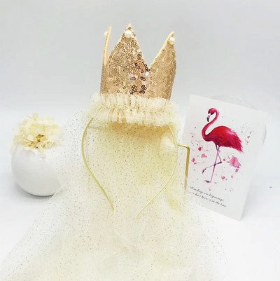 Mergaitės princesės karūnos kepurė galvos apdangalas su nėriniais siūlais Vaikams plaukų aksesuarai Gimtadienio vakarėlio galvos apdangalas dukros dovanos