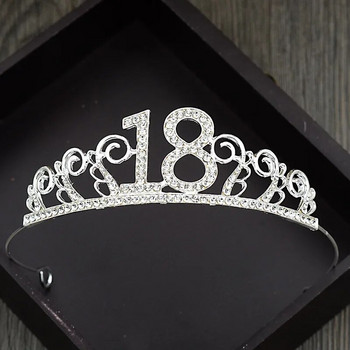 1 бр. 18-ти рожден ден Принцеса Корона лента за глава Кристална сватбена корона Лента за коса Дамски шапки Декорация на косата