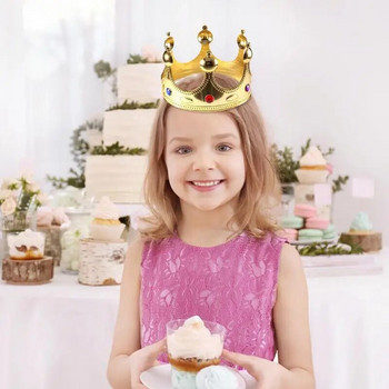 Στέμμα γενεθλίων Χρυσό βασιλιάς κορώνες πολύτιμοι λίθοι Εκλεκτά μοτίβα Κοστούμια στηρίγματα για παιδικό ντους γενεθλίων Αξεσουάρ για παιδικά πάρτι