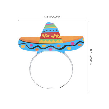 12 бр. мексиканска лента за глава мексиканска шапка широкополи хартиени ленти за глава картонена слама парти закопчалка за коса декор