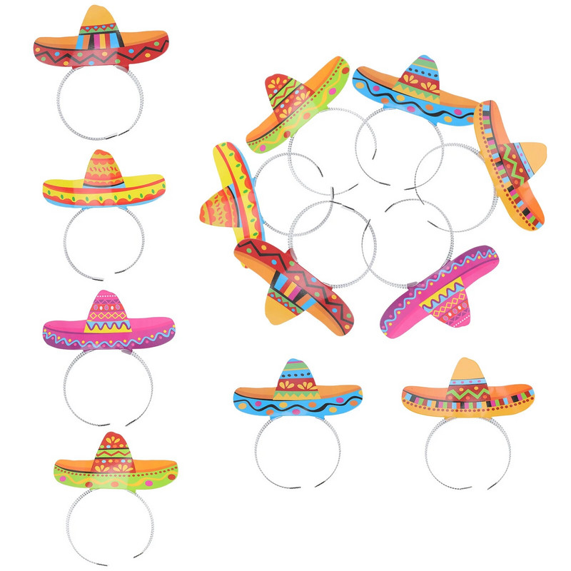 12 tk Mehhiko peapael Mehhiko müts Laia äärega paberist peapaelad papist õlgedest peo juukseklambri kaunistus