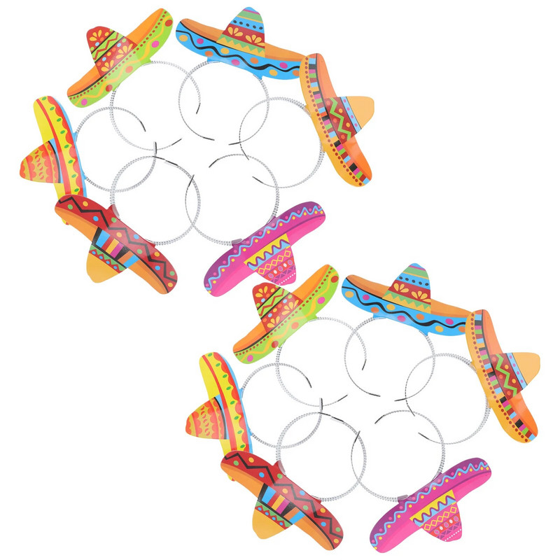 12 tk Mehhiko peapael Mehhiko müts Laia äärega paberist peapaelad papist õlgedest peo juukseklambri kaunistus