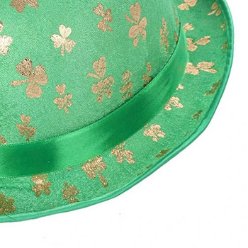 Patrick Day Πράσινο καπέλο Fedora Γυαλιστερό καπέλο τριφύλλι για την εθνική γιορτή της Ιρλανδίας Αξεσουάρ για καπέλο για πάρτι για πάρτι