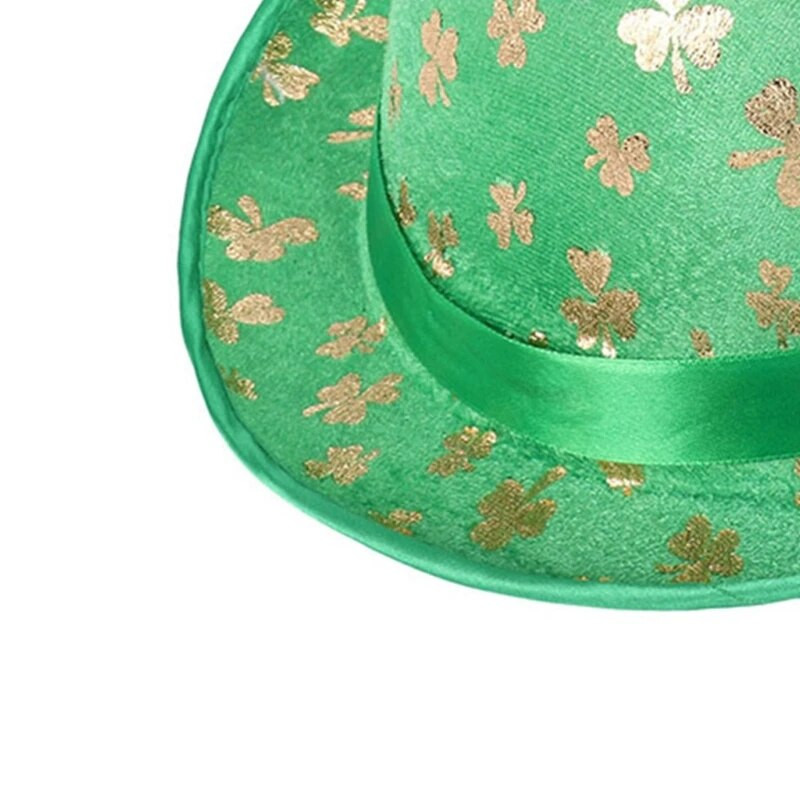 Patrick Day Green Fedora skrybėlė Blizganti Shamrock Skrybėlė Airijos nacionalinės dienos šventės vakarėlis Skrybėlių rekvizitai Kepurės karnavalo aksesuaras