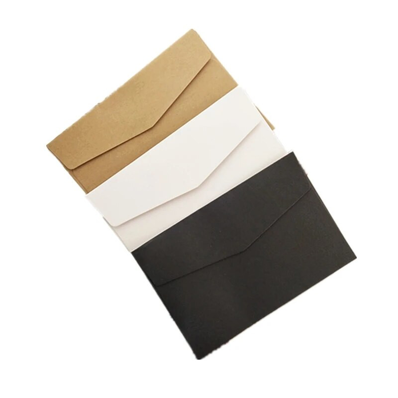 10kom/20kom čestitka od kraft papira s omotnicom Set papira za pisma Pozivnice za vjenčanje za zabavu DIY bijelo crne razglednice