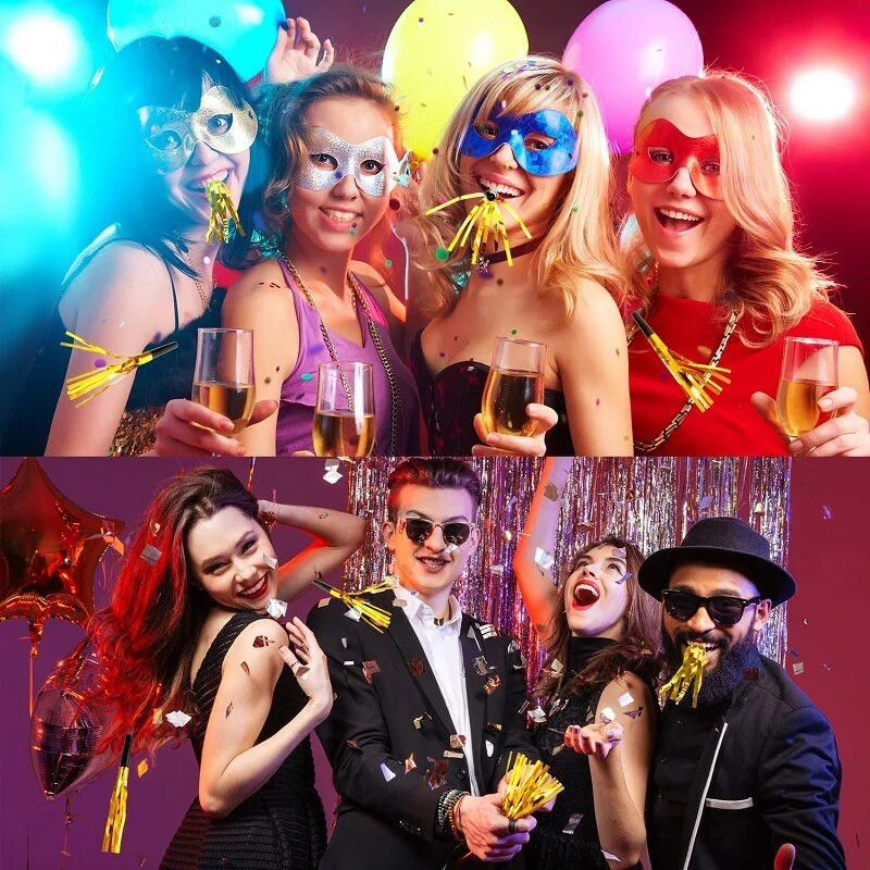 6 vnt. švilpuko triukšmo generatorius su blizgančiomis metalinėmis kutais dekoruotomis vakarėlio dovanomis vaikams gimtadienio vestuvėms Kalėdų atmosferos dovanos