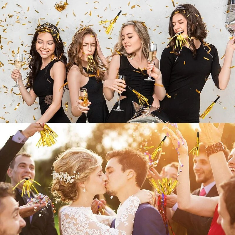 6 vnt. švilpuko triukšmo generatorius su blizgančiomis metalinėmis kutais dekoruotomis vakarėlio dovanomis vaikams gimtadienio vestuvėms Kalėdų atmosferos dovanos