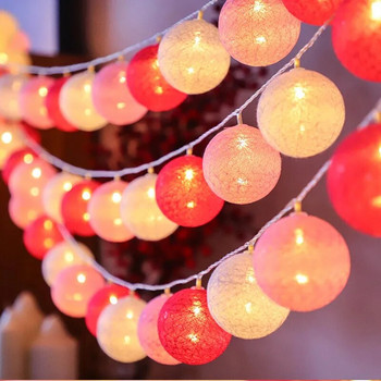 Φωτάκια LED Βαμβακερό μπαλάκι νεράιδα String Light Χριστουγεννιάτικο Holiday Ins Διακόσμηση Κρεβατοκάμαρας Μικρό έγχρωμο φωτιστικό κορδόνι που αναβοσβήνει