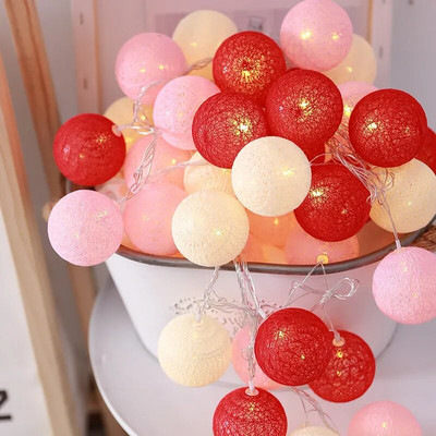 LED svjetla Pamuk Ball Fairy String Light Božićni blagdanski ukrasi Ins Decoration Bedroom Mala žica u boji Trepćuća svjetla