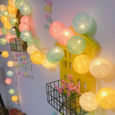 LED svjetla Pamuk Ball Fairy String Light Božićni blagdanski ukrasi Ins Decoration Bedroom Mala žica u boji Trepćuća svjetla