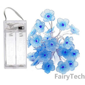 Cherry Blossom Flower Garland Lamp Battery/USB LED String Fairy Lights Crystal Flowers Indoor Wedding Christmas Decorations