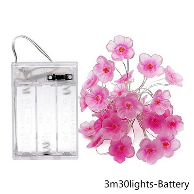 Cherry Blossom Flower Garland lambi patarei/USB-ga juhitav LED string haldja tuled Kristalllilled siseruumides pulmade jõulukaunistused