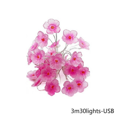 Cherry Blossom Flower Garland lambi patarei/USB-ga juhitav LED string haldja tuled Kristalllilled siseruumides pulmade jõulukaunistused