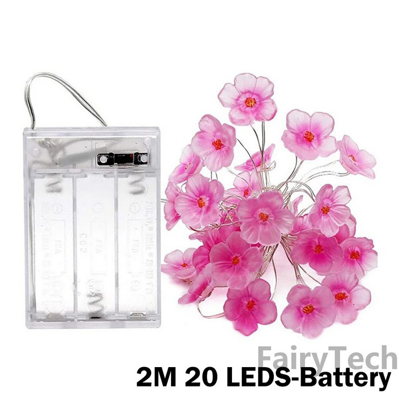 Cherry Blossom Cvjetni vijenac Lampica Baterijska/USB upravljana LED žica Vilinska svjetla Kristalno cvijeće Unutarnje vjenčanje Božićni ukrasi