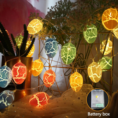 Behogar 9,84 láb 20 LED-es színes húsvéti repedt tojásdísz tündérfüzéres lámpák otthoni kerthez, kültéri buli díszekhez