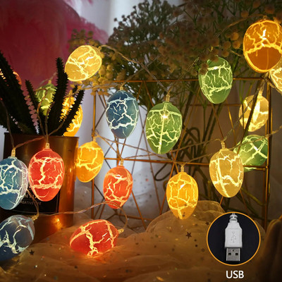 Behogar 9,84 láb 20 LED-es színes húsvéti repedt tojásdísz tündérfüzéres lámpák otthoni kerthez, kültéri buli díszekhez