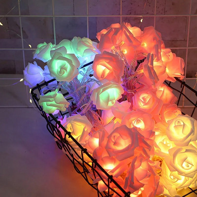 3M 20 LED-uri șir de lumini cu trandafiri, care funcționează cu baterii, ghirlande de flori, lumini de zâne, decorațiuni pentru petrecerea de nuntă, lumini de Crăciun