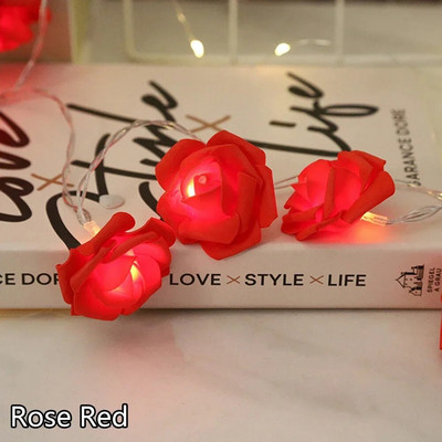 3M 20 LED svjetiljke s užetom od ruža Baterijski cvjetni vijenac Vilinska svjetla Dekoracija božićnih svatova za Valentinovo Božićna svjetla