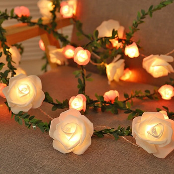 10/20 LED светлинни струни Светлинен гирлянд с форма на роза Led светлини за сватбено тържество Рожден ден Декорация на хола Орнамент за стена