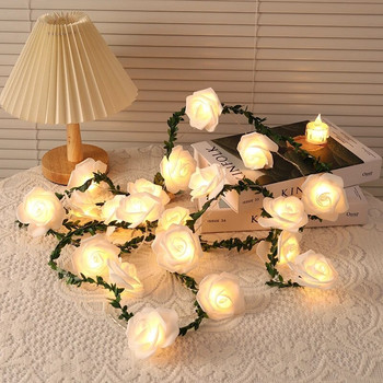 10/20 LED светлинни струни Светлинен гирлянд с форма на роза Led светлини за сватбено тържество Рожден ден Декорация на хола Орнамент за стена