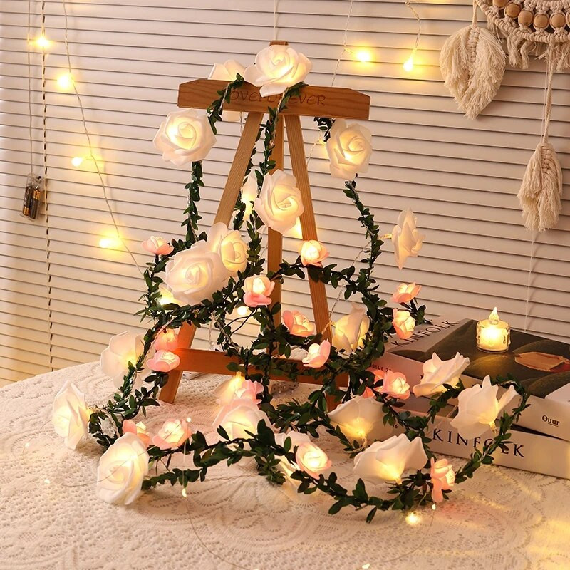 10/20 LED svjetleći nizovi Svjetleći vijenci u obliku ruže Led svjetla za svatove, rođendane, dnevne sobe, zidni ukrasi