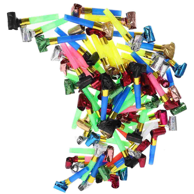 100 vnt. vakarėlių pūtimo ragų triukšmadarių festivalio pūtimai švilpuko vakarėlio pūtimo triukšmadarių smūgiai