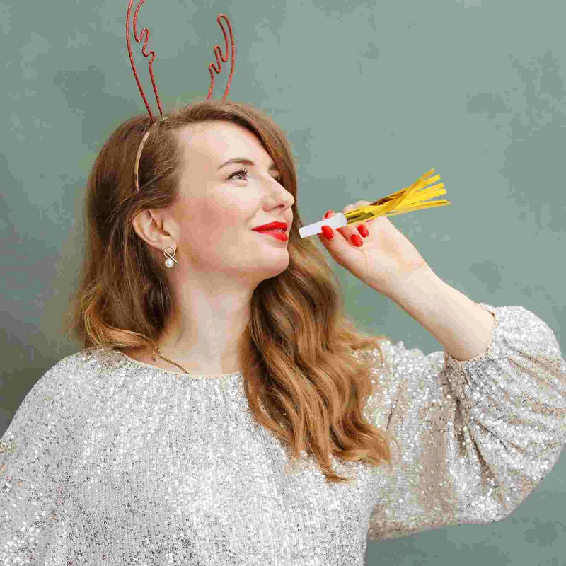 24 Vnt Blizgučiai kutais metaliniai išpūtimai Triukšmo kūrėjas, švilpukas, skirtas vaikams žaislas gimtadienio vakarėliui (mišri spalva)