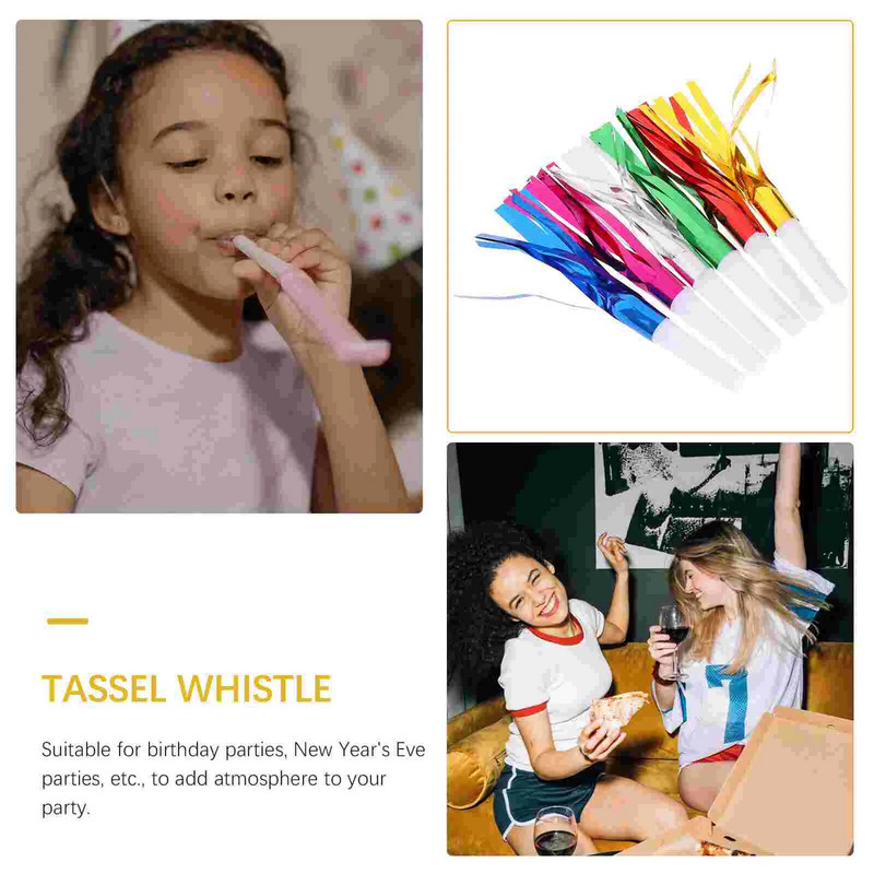 24 Vnt Blizgučiai kutais metaliniai išpūtimai Triukšmo kūrėjas, švilpukas, skirtas vaikams žaislas gimtadienio vakarėliui (mišri spalva)