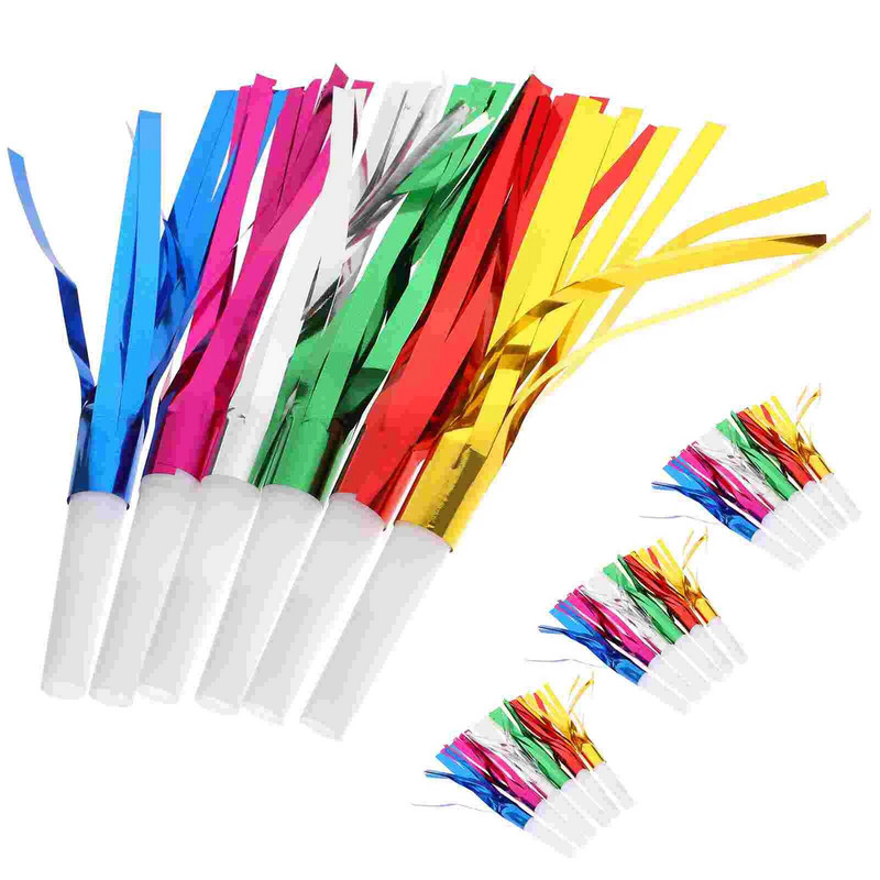 24 Vnt Blizgučiai kutais metaliniai išpūtimai Triukšmo kūrėjas, švilpukas, skirtas vaikams žaislas gimtadienio vakarėliui (mišri spalva)