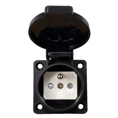 Negru Albastru Impermeabil Franch Germania Priză de siguranță pentru industrie 16A 250V Capac CE Impermeabil rezistent la praf Conector de alimentare Priză AC