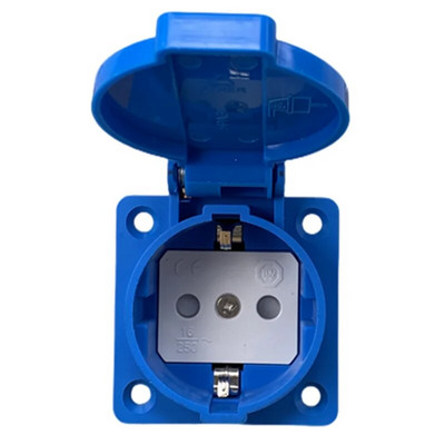 Negru Albastru Impermeabil Franch Germania Priză de siguranță pentru industrie 16A 250V Capac CE Impermeabil rezistent la praf Conector de alimentare Priză AC