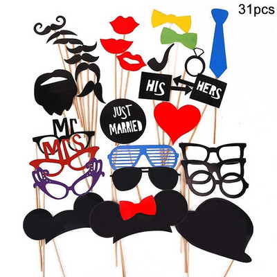 Διακόσμηση γάμου Photo Booth Props DIY γυαλιά για χείλη μουστάκι Team Bride Groom Mrs Mrs Bridal Shower Decor Hen Party Supplies