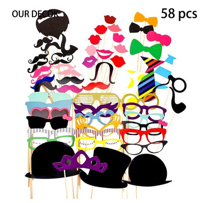 Recuzită foto Cabina foto Just Merried Ochelari amuzant DIY Zi de naștere Baby Shower Băiat Fată Recuzită pentru cabina foto Decoratiuni de nuntă