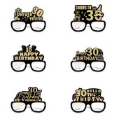 6db/szett 18 21 30 40 50 60 70 és 80 éves papír 3D szemüveg Születésnapi parti karneváli dekorációs termékek sorozat