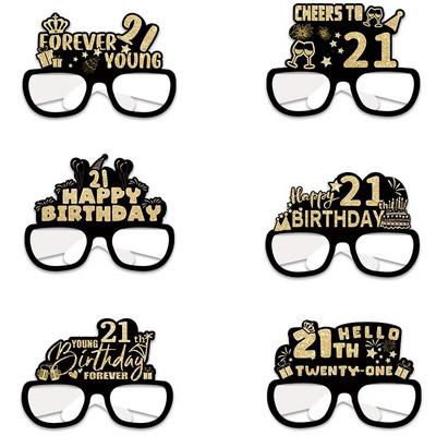 6db/szett 18 21 30 40 50 60 70 és 80 éves papír 3D szemüveg Születésnapi parti karneváli dekorációs termékek sorozat