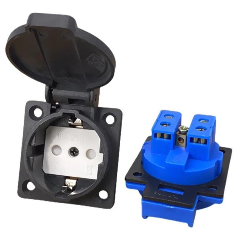 Vízálló IP54 250v 16A Németország PDU UPS eu asztali konnektor csatlakozó Beágyazott elektromos panel Aljzat AC aljzat