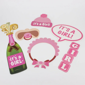 19 бр. Pink Lovely It\'s a Girl Photobooth Реквизит за Аксесоари за бебешки душ Аксесоари за новородени момичета Подарък за парти Консумативи