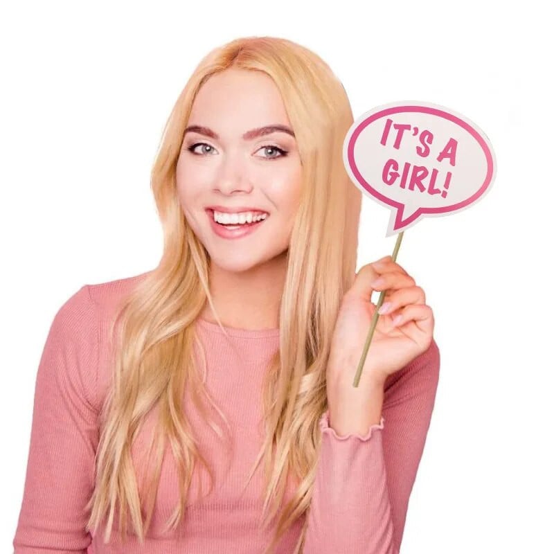 19 ks ružových krásnych rekvizít na fotobúdku s nápisom „Je to dievčatko“, doplnkov na detskú sprchu, darčekov pre novorodencov, párty doplnkov