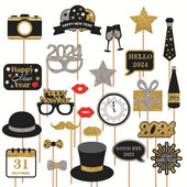 25 tk/komplekt 2024 Head uut aastat paberist fotokabiini rekvisiidid aastavahetuse perepeo fotokabiini rekvisiidid