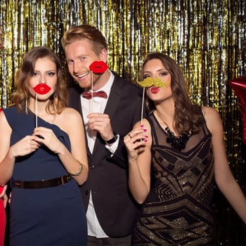 25 τμχ/σετ 2024 Happy New Year Paper Photo Booth Props Διακόσμηση Πρωτοχρονιάς Family Party Photobooth Props