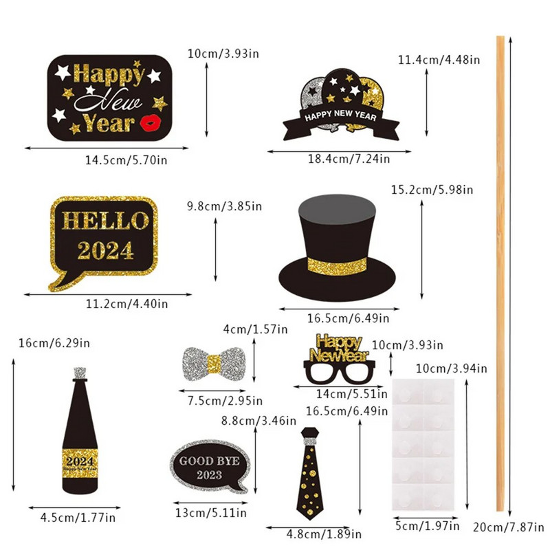 25 tk/komplekt 2024 Head uut aastat paberist fotokabiini rekvisiidid aastavahetuse perepeo fotokabiini rekvisiidid