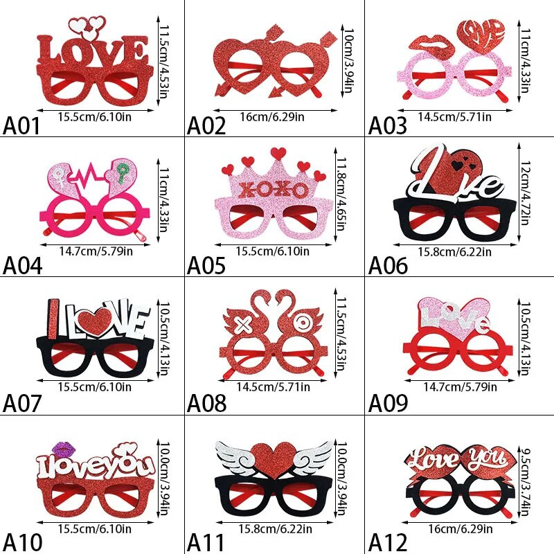 1kom naočale za zabavu Valentinovo Ljubavne sunčane naočale Kabina za vjenčanje Rekviziti Dekoracije Zabava za djevojačku večer Valentinovo 7