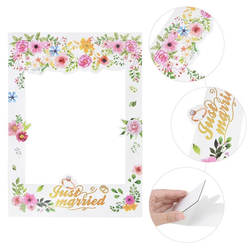 Pravo vjenčani Okvir za foto kabinu Rekviziti Banner Vjenčane dekoracije Gospodin Gospođa Photobooth Rekviziti Baloni od lateksa Devojačka zabava Mladenka Mladoženja