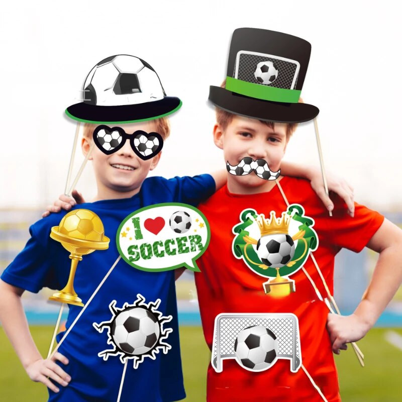 25 vnt. Futbolo sporto fotokabinos rekvizitai Futbolo šaudymo vakarėlio tema Gimtadienio nuotraukų rekvizitai berniukams