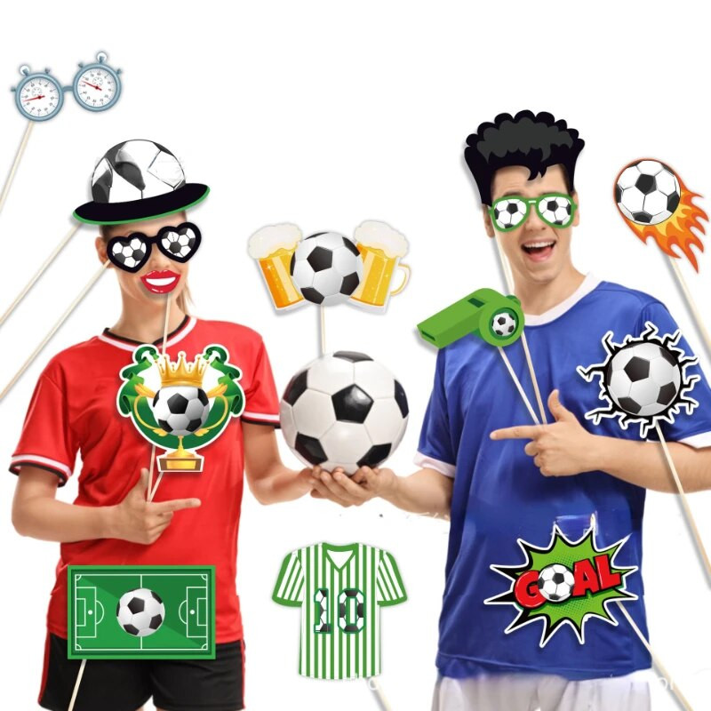 25 vnt. Futbolo sporto fotokabinos rekvizitai Futbolo šaudymo vakarėlio tema Gimtadienio nuotraukų rekvizitai berniukams