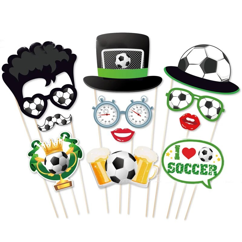 25 vnt. Futbolo sporto fotokabinos rekvizitai Futbolo šaudymo vakarėlio tema Gimtadienio nuotraukų rekvizitai berniukams