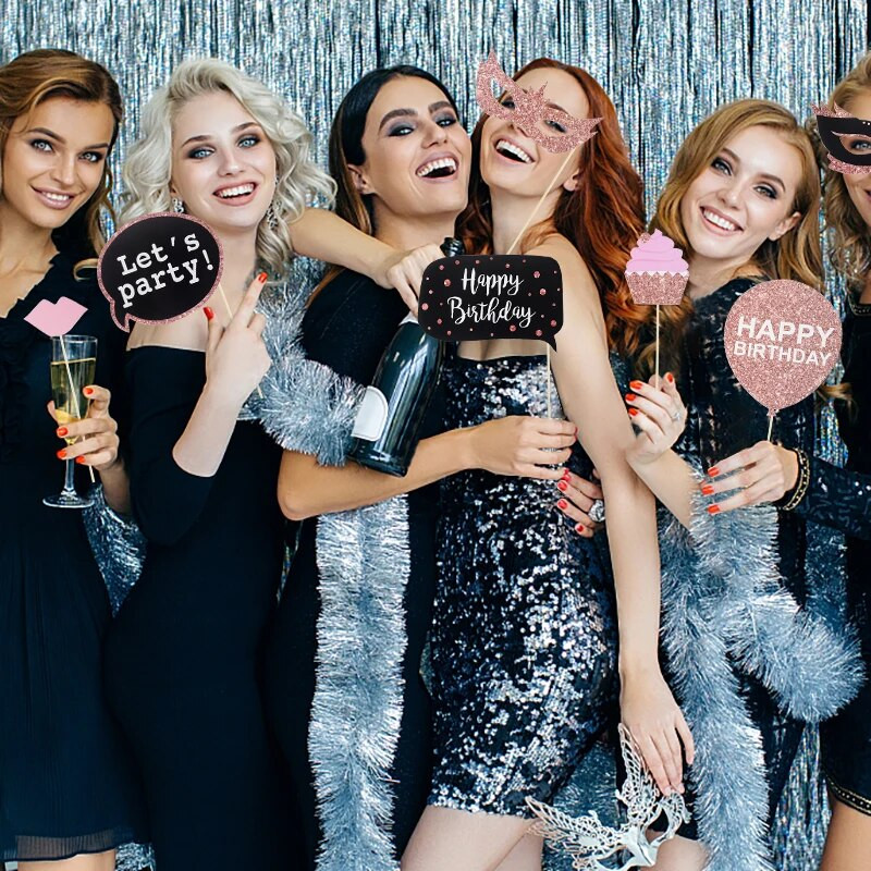 Recuzită pentru cabina foto La mulți ani, măști amuzante, pălărie, mustață, buze, accesorii pentru cabină foto, pentru adulți, festivalul de aniversare, supliment de decor