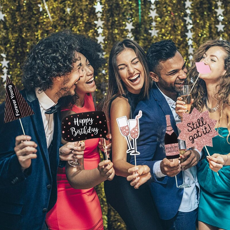 Recuzită pentru cabina foto La mulți ani, măști amuzante, pălărie, mustață, buze, accesorii pentru cabină foto, pentru adulți, festivalul de aniversare, supliment de decor