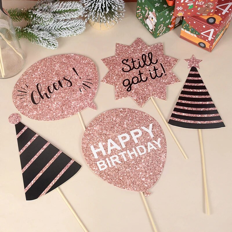 Recuzită pentru cabina foto La mulți ani, măști amuzante, pălărie, mustață, buze, accesorii pentru cabină foto, pentru adulți, festivalul de aniversare, supliment de decor